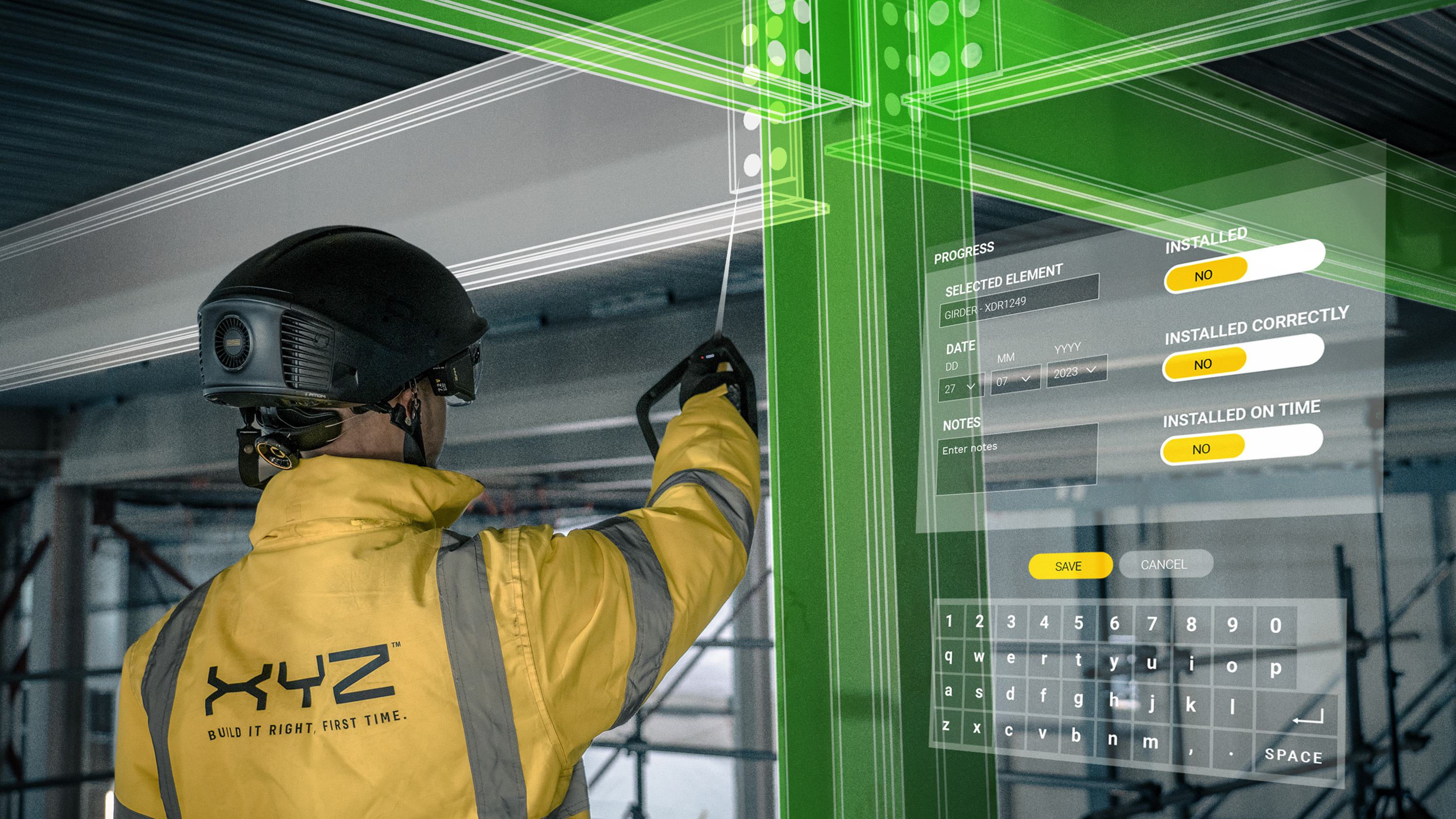 Onsite progress tracking using holograms with XYZ