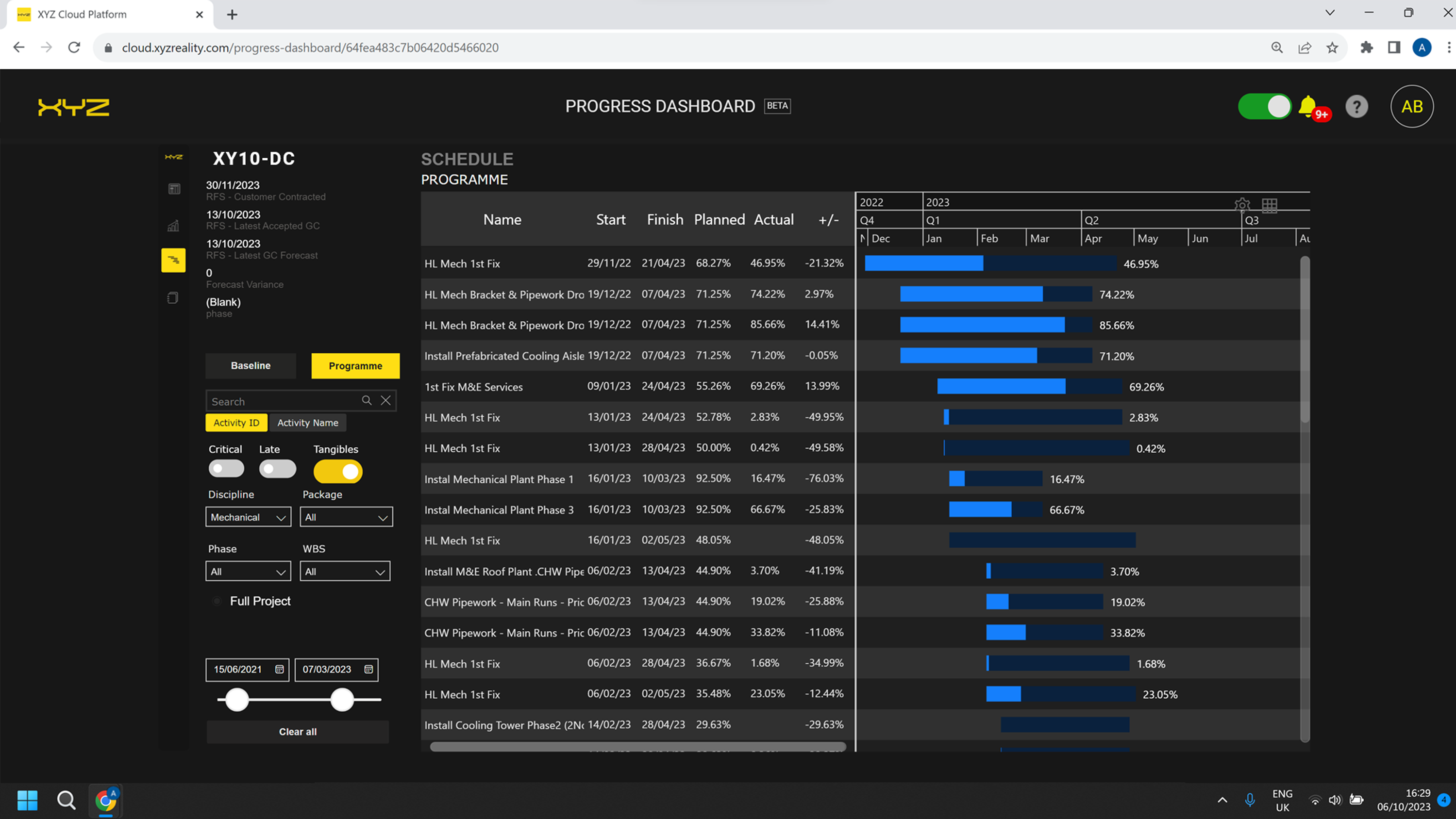 Project Controls - Schedule incomplete tasks